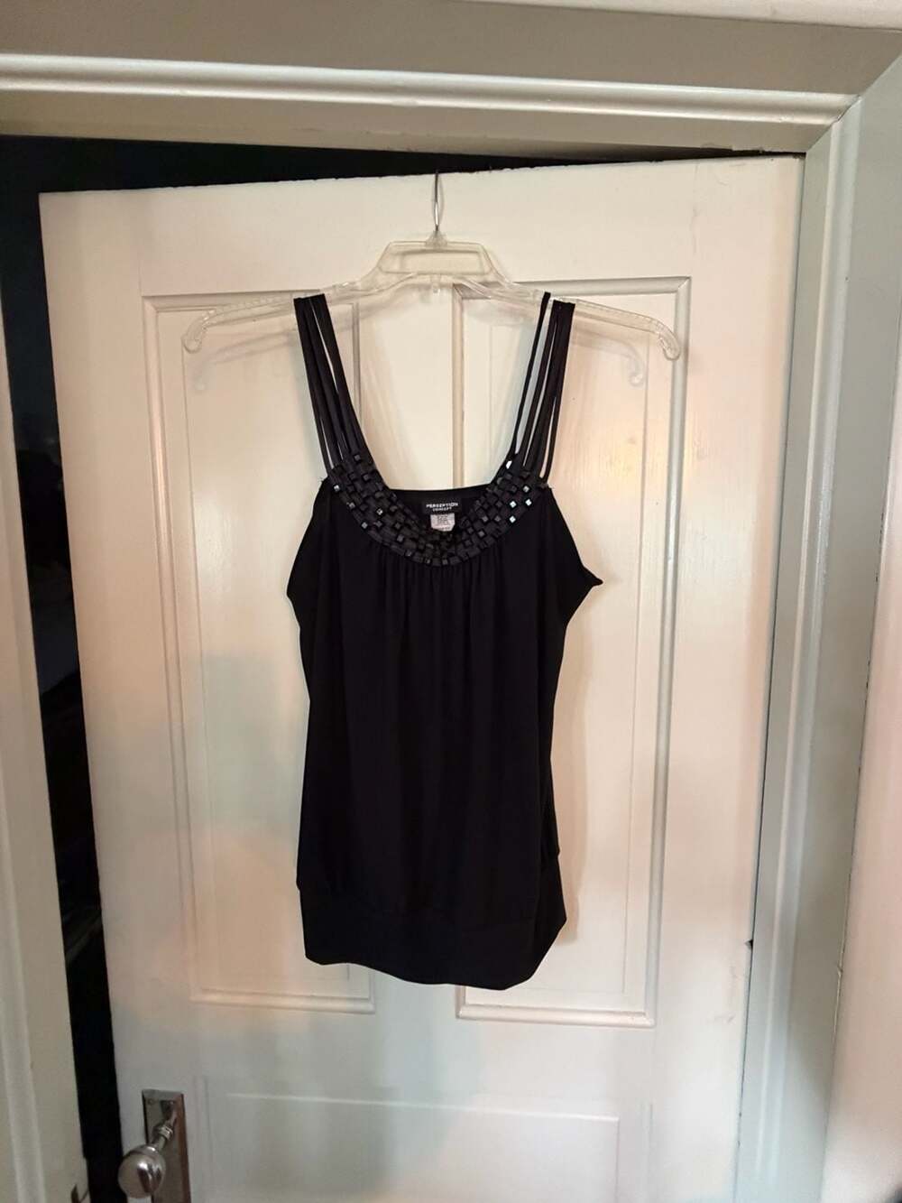 Perception Concept Tank Top Size Large Black Beaded Collar